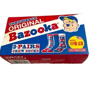 Throwback Original BAZOOKA Bubble Gum 3 Pack Crew Socks Adult Shoe Size 6-13 NIB